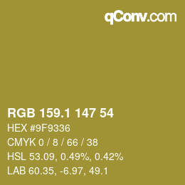 カラーコード: RGB 159.1 147 54 | qconv.com