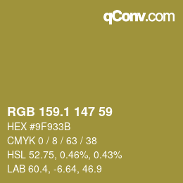カラーコード: RGB 159.1 147 59 | qconv.com