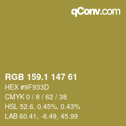 カラーコード: RGB 159.1 147 61 | qconv.com
