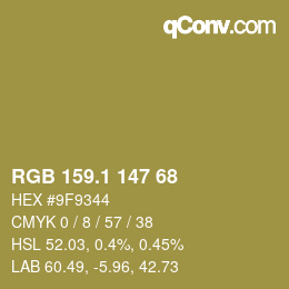 カラーコード: RGB 159.1 147 68 | qconv.com