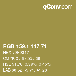 カラーコード: RGB 159.1 147 71 | qconv.com