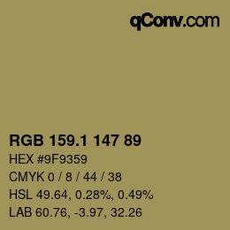 カラーコード: RGB 159.1 147 89 | qconv.com