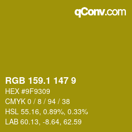 カラーコード: RGB 159.1 147 9 | qconv.com