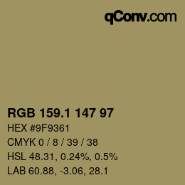 カラーコード: RGB 159.1 147 97 | qconv.com