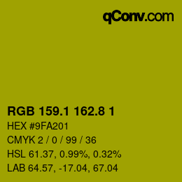 カラーコード: RGB 159.1 162.8 1 | qconv.com