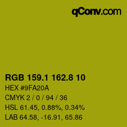 カラーコード: RGB 159.1 162.8 10 | qconv.com