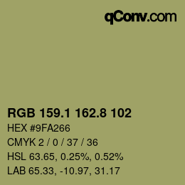 カラーコード: RGB 159.1 162.8 102 | qconv.com