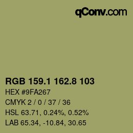 Color code: RGB 159.1 162.8 103 | qconv.com