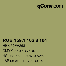 Color code: RGB 159.1 162.8 104 | qconv.com
