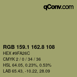 Color code: RGB 159.1 162.8 108 | qconv.com
