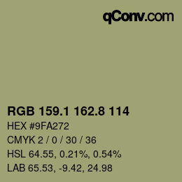 Farbcode: RGB 159.1 162.8 114 | qconv.com