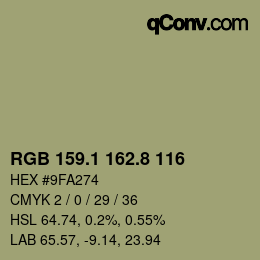 Color code: RGB 159.1 162.8 116 | qconv.com
