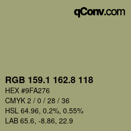 Color code: RGB 159.1 162.8 118 | qconv.com
