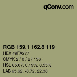 カラーコード: RGB 159.1 162.8 119 | qconv.com