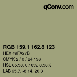 Farbcode: RGB 159.1 162.8 123 | qconv.com