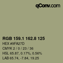 Farbcode: RGB 159.1 162.8 125 | qconv.com