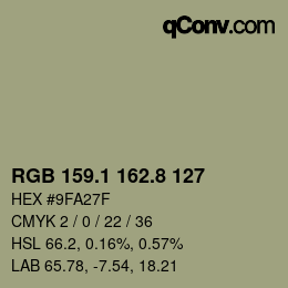 カラーコード: RGB 159.1 162.8 127 | qconv.com