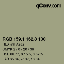 Color code: RGB 159.1 162.8 130 | qconv.com