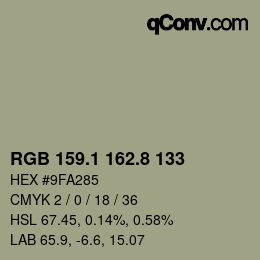Farbcode: RGB 159.1 162.8 133 | qconv.com