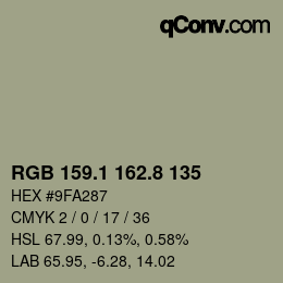 Farbcode: RGB 159.1 162.8 135 | qconv.com