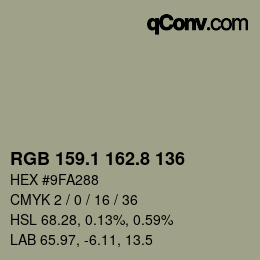 カラーコード: RGB 159.1 162.8 136 | qconv.com