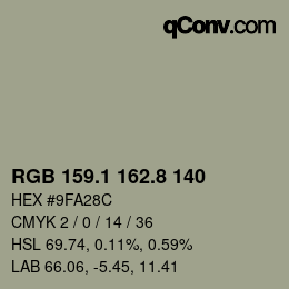 Farbcode: RGB 159.1 162.8 140 | qconv.com