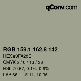 Color code: RGB 159.1 162.8 142 | qconv.com
