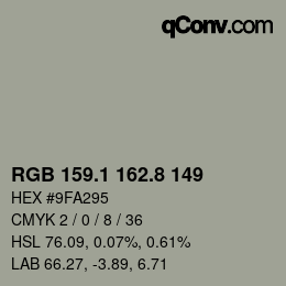 Color code: RGB 159.1 162.8 149 | qconv.com