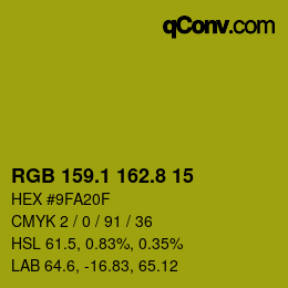 カラーコード: RGB 159.1 162.8 15 | qconv.com