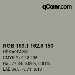 Farbcode: RGB 159.1 162.8 150 | qconv.com