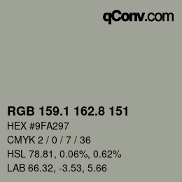 カラーコード: RGB 159.1 162.8 151 | qconv.com
