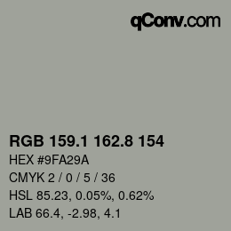 Color code: RGB 159.1 162.8 154 | qconv.com