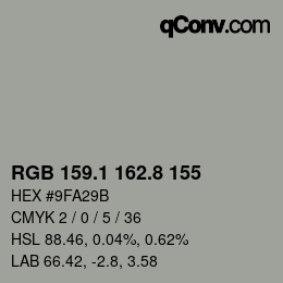 Color code: RGB 159.1 162.8 155 | qconv.com