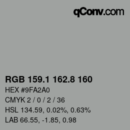 Color code: RGB 159.1 162.8 160 | qconv.com