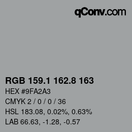 Color code: RGB 159.1 162.8 163 | qconv.com