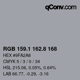 Código de color: RGB 159.1 162.8 168 | qconv.com