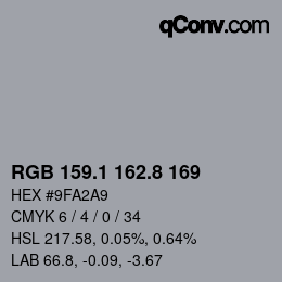 Farbcode: RGB 159.1 162.8 169 | qconv.com