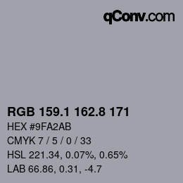 Color code: RGB 159.1 162.8 171 | qconv.com