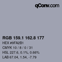 Color code: RGB 159.1 162.8 177 | qconv.com
