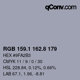 Color code: RGB 159.1 162.8 179 | qconv.com