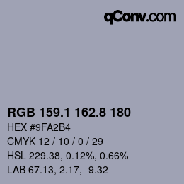 Color code: RGB 159.1 162.8 180 | qconv.com