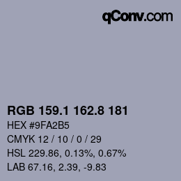 Color code: RGB 159.1 162.8 181 | qconv.com