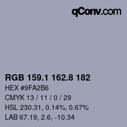 Color code: RGB 159.1 162.8 182 | qconv.com