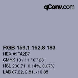 Code couleur: RGB 159.1 162.8 183 | qconv.com