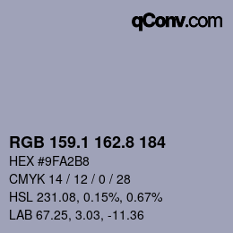 Color code: RGB 159.1 162.8 184 | qconv.com