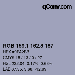 Color code: RGB 159.1 162.8 187 | qconv.com
