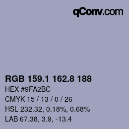 Color code: RGB 159.1 162.8 188 | qconv.com