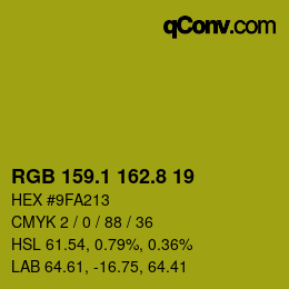 カラーコード: RGB 159.1 162.8 19 | qconv.com