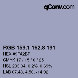 Código de color: RGB 159.1 162.8 191 | qconv.com
