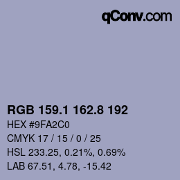 Color code: RGB 159.1 162.8 192 | qconv.com